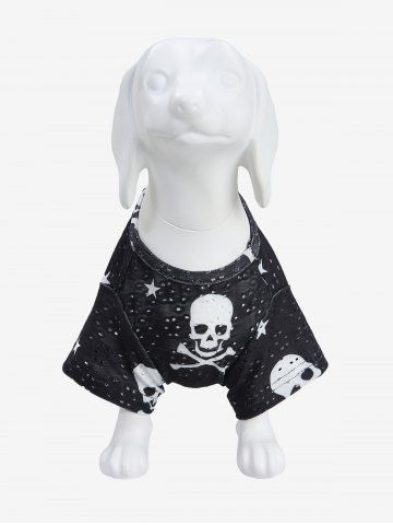Skulls Star Print Surplice Ruched Eyelash Lace Trim Tank Top and Studded Pants Dog and Owner Matching Outfits