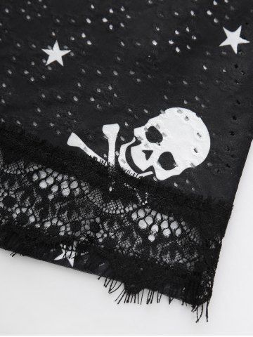 Skulls Star Print Surplice Ruched Eyelash Lace Trim Tank Top and Studded Pants Dog and Owner Matching Outfits