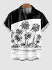 Plus Size Coconut Tree Sea Wind Colorblock Print Buttons Pocket Hawaii Shirt For Men -  