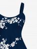 Plum Bossom Flower Branch Print Plus Size Matching Outfit For Couples -  