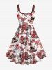 Skull Floral Striped Print Plus Size Matching Set For Couples -  
