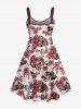 Skull Floral Striped Print Plus Size Matching Set For Couples -  