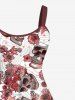 Skull Floral Striped Print Plus Size Matching Set For Couples -  