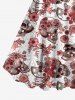 Skull Floral Striped Print Plus Size Matching Set For Couples -  