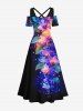 Colorful Flowers Leaf Galaxy Glitter 3D Print Plus Size Matching Outfit For Couples -  