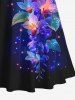 Colorful Flowers Leaf Galaxy Glitter 3D Print Plus Size Matching Outfit For Couples -  