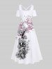 Ink Painting Rose Flower Tree Branch Print Plus Size Matching Set For Couples -  