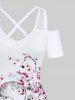 Ink Painting Rose Flower Tree Branch Print Plus Size Matching Set For Couples -  
