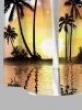 Plus Size Coconut Tree Sea Ombre Dusk Print Hawaii Button Pocket Shirt For Men -  