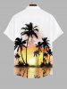 Plus Size Coconut Tree Sea Ombre Dusk Print Hawaii Button Pocket Shirt For Men -  