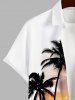 Plus Size Coconut Tree Sea Ombre Dusk Print Hawaii Button Pocket Shirt For Men -  