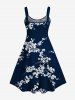 Plus Size Plum Bossom Flower Branch Print Tank Dress -  