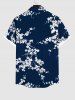 Plus Size Plum Bossom Flower Branch Print Buttons Pocket Shirt For Men -  