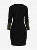 Plus Size Sweetheart Neck Two Tone Cable Knit Sweater Dress -  