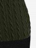 Plus Size Sweetheart Neck Two Tone Cable Knit Sweater Dress -  