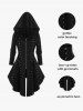 Hooded Lace Up Grommets Colorblock Gothic Coat -  