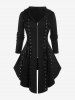 Hooded Lace Up Grommets Colorblock Gothic Coat -  