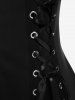 Hooded Lace Up Grommets Colorblock Gothic Coat -  
