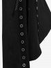 Hooded Lace Up Grommets Colorblock Gothic Coat -  