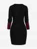 Plus Size Sweetheart Neck Two Tone Cable Knit Sweater Dress -  