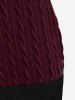 Plus Size Sweetheart Neck Two Tone Cable Knit Sweater Dress -  