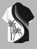 Plus Size Two Tone Coconut Tree Highway Colorblock Print Buttons Pocket Hawaii Shirt For Men -  
