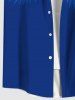 Plus Size Tropical Leaf Hibiscus Flower Print Buttons Pocket Hawaii Shirt For Men -  