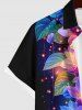Plus Size Colorful Flowers Leaf Galaxy Glitter 3D Print Buttons Pocket Shirt For Men -  