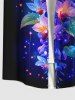 Plus Size Colorful Flowers Leaf Galaxy Glitter 3D Print Buttons Pocket Shirt For Men -  