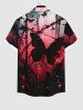 Plus Size Butterfly Chain Ombre Hell Print Button Pocket Shirt For Men -  