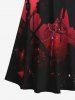 Plus Size Cold Shoulder Butterfly Chain Ombre Hell Print Crisscross A Line Maxi Dress -  