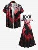 Plus Size Cold Shoulder Butterfly Chain Ombre Hell Print Crisscross A Line Maxi Dress -  