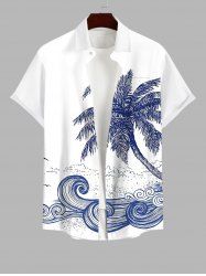Chemise Imprimé Cocotier Hawaiien avec Poches Grande Taille pour Homme - Blanc 2XL