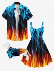 Ice and Fire Flame Glitter Dots Print Dog and Owner Matching Outfits -  