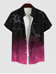 Plus Size Smoking Dip Dye Print Ombre Button Pocket Shirt For Men -  