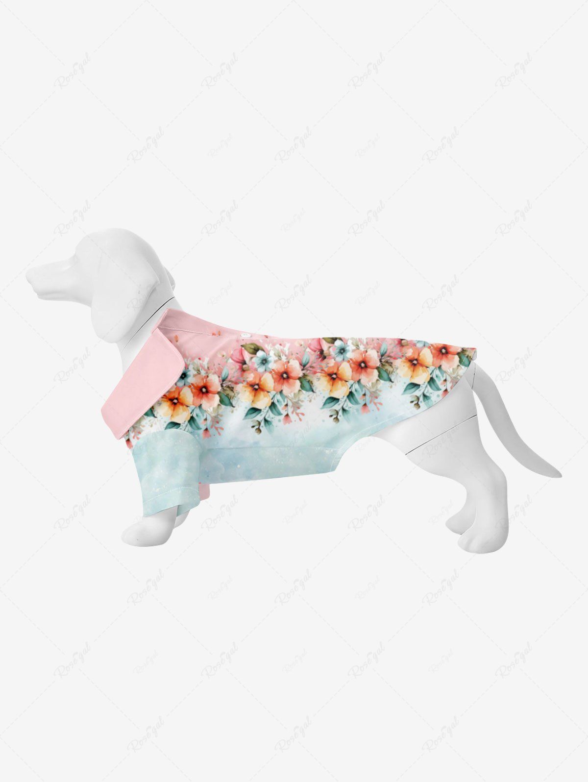 Unique Pet's Flowers Leaf Colorblock Ombre Print Hawaii Shirt  