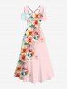 Flowers Leaf Print Buttons Pocket Hawaii Dog and Owner Matching Outfits -  