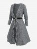 Plus Size Ruffles Ruched Marled Tied Knitted Long Sleeves Cardigan -  