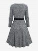 Plus Size Ruffles Ruched Marled Tied Knitted Long Sleeves Cardigan -  