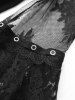 Gothic Flare Sleeve Floral Lace Panel Ruched Bust Hook and Eye Top -  