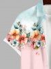 Plus Size Flowers Leaf Print Buttons Pocket Hawaii Shirt For Men -  