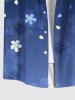 Plus Size Cherry Blossoms Floral Print Hawaii Ombre Button Pocket Shirt For Men -  