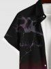 Chemise Boutonnée Teintée Ombrée Imprimée Grande Taille avec Poche - Multi-A L