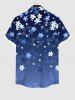 Plus Size Cherry Blossoms Floral Print Hawaii Ombre Button Pocket Shirt For Men -  