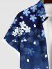 Plus Size Cherry Blossoms Floral Print Hawaii Ombre Button Pocket Shirt For Men -  