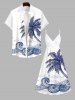 Plus Size Coconut Tree Sea Waves Print Surplice Hawaii Cami Dress -  