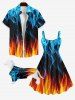 Pet's Ice and Fire Flame Glitter Dots Print Shirt -  