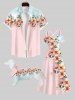 Pet's Flowers Leaf Colorblock Ombre Print Hawaii Shirt -  