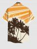 Plus Size Coconut Tree Sunshine Glitter Colorblock Print Hawaii Shirt For Men -  