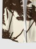 Plus Size Coconut Tree Sunshine Glitter Colorblock Print Hawaii Shirt For Men -  